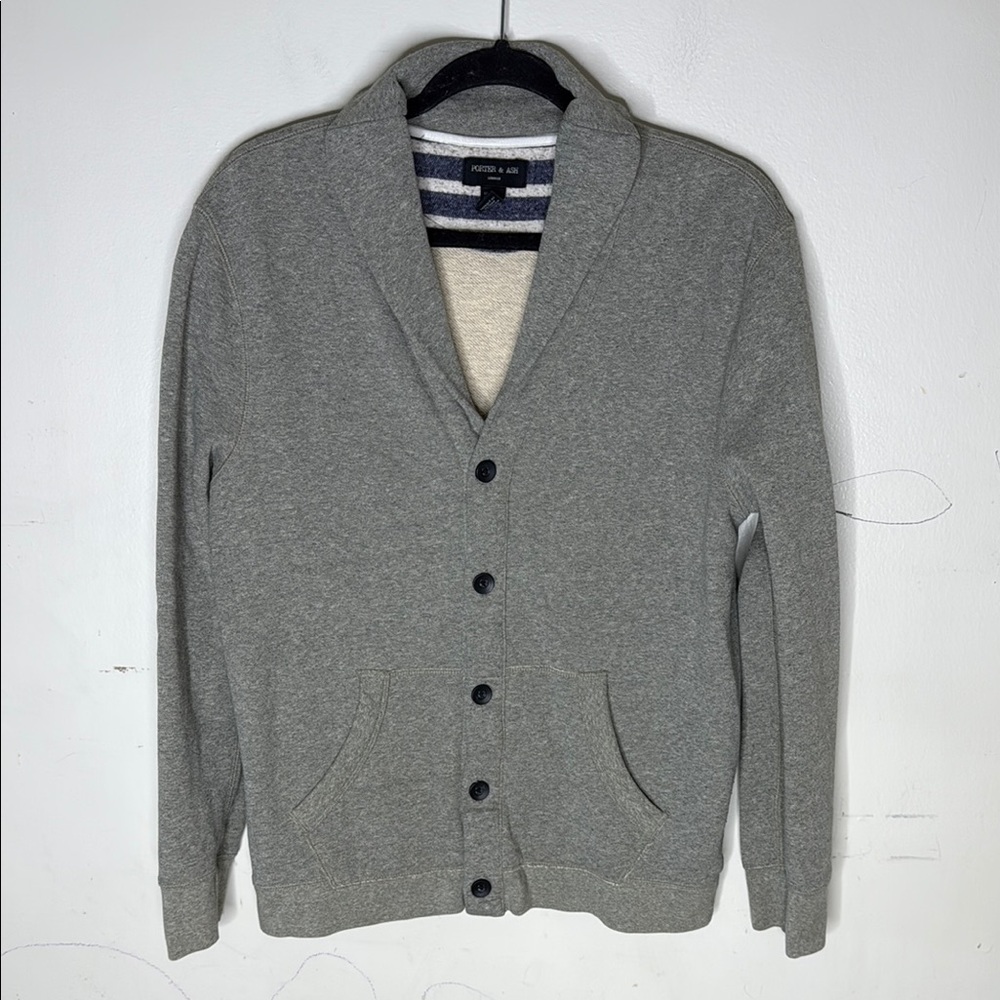 Porter & Ash London Cotton Blend Gray Button Front Jacket Cardigan Size Medium